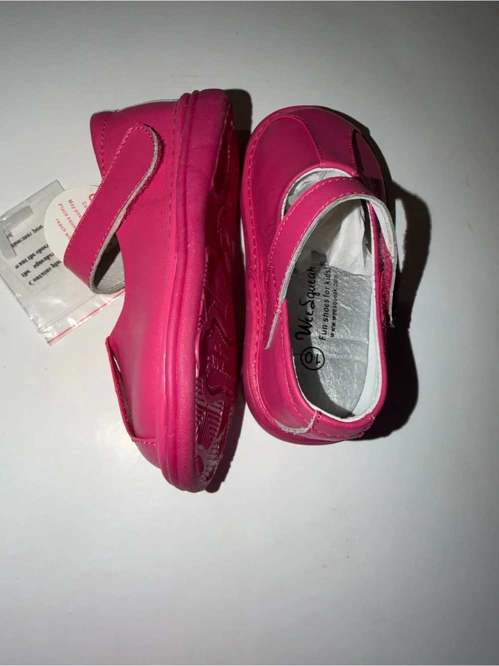 Wee Squeak Hot Pink Leather Squeaker Mary Janes
